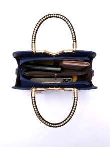 菱形压纹方形手提包，优雅的 PU 斜挎包，女士顶部提手钱包，母亲节礼物，适合女性、新手和白领人士