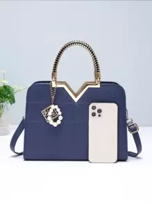 菱形压纹方形手提包，优雅的 PU 斜挎包，女士顶部提手钱包，母亲节礼物，适合女性、新手和白领人士