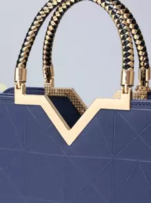 菱形压纹方形手提包，优雅的 PU 斜挎包，女士顶部提手钱包，母亲节礼物，适合女性、新手和白领人士