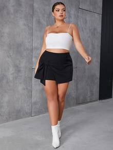 Eilly Bazar Plus Knot Front Skort - Black - View 4