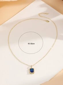 Cubic Zirconia Geometric Pendant Necklace - Multicolor - View 4