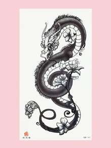 Hình xăm dán , 1 tờ Hình  Rắn Hình xăm tạm thời Đối với phụ nữ , Hình xăm dán Người lớn , Thực tế Hình xăm Con rắn , Đối với phụ nữ Và Cô gái - màu đen - Xem 2