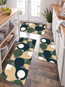 1pc Geometric Print Anti-slip Kitchen Rug