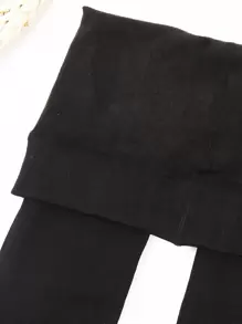 1pc Women's 600D Black Fleece Thermal Lined Tights,Fleece Fashionable Minimalist Pantyhose, Cozy - Black - View 5