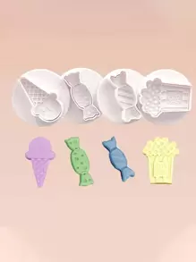 4 piezas Sello de galleta helado & con diseño de dulce - Blanco - Ver 1