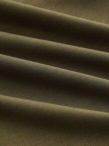 SHEIN MOD Contrast Mesh Mock Neck Lantern Sleeve Dress - Olive Green - View 6