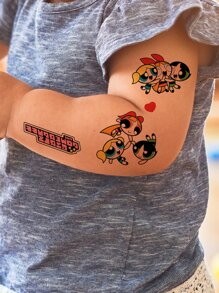 The Powerpuff Girls | ROMWE 4張卡通女孩圖案紋身貼紙 - 彩色 - 查看 2