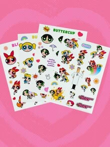 The Powerpuff Girls | ROMWE 4張卡通女孩圖案紋身貼紙 - 彩色 - 查看 6