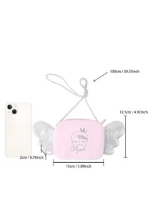 Metoo Tiramitu Girls Wing Decor Crossbody Bag - Pink - View 5