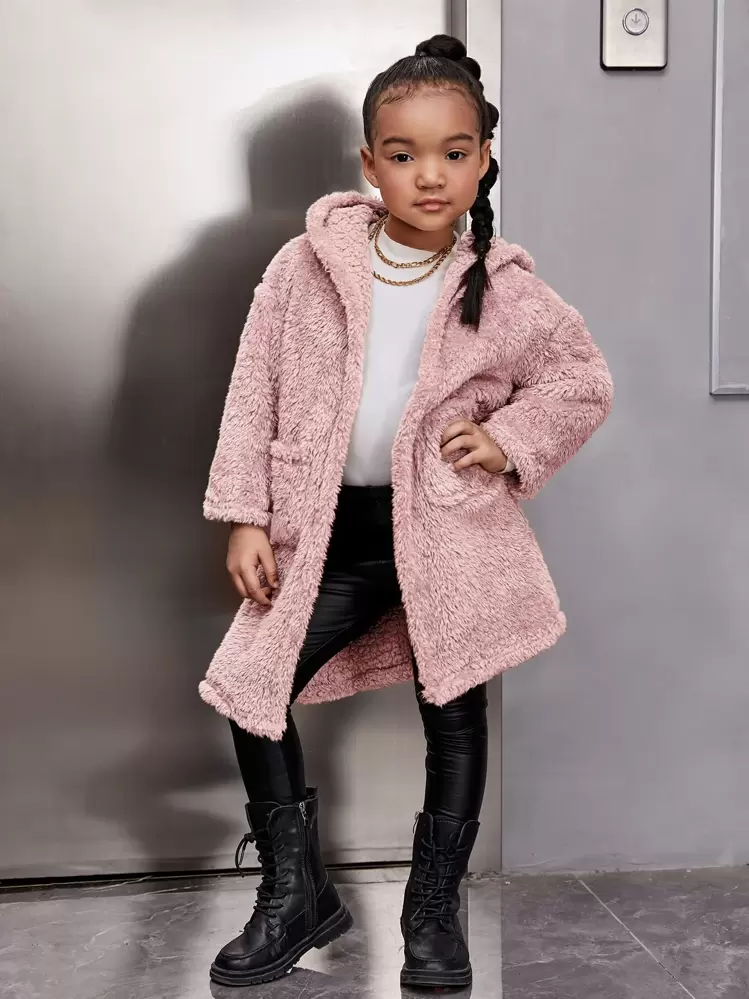 Shein dual pocket faux fur jacket deals