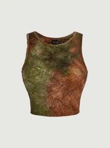 SHEIN MOD Tie Dye Textured Crop Tank Top - Multicolor - View 2