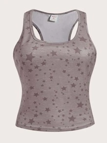 ROMWE Fairycore Camiseta Sin Mangas Con Estampado De Estrellas - Rosa vieja - Ver 5