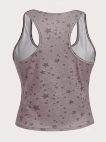 ROMWE Fairycore Camiseta Sin Mangas Con Estampado De Estrellas - Rosa vieja - Ver 2