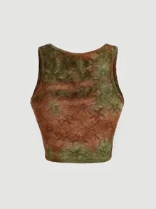 SHEIN MOD Tie Dye Textured Crop Tank Top - Multicolor - View 5