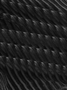 SHEIN MOD Flounce Sleeve Velvet Tee - Black - View 4