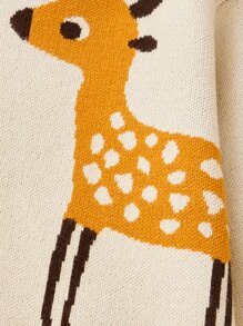 Toddler Girls Deer Pattern Turtleneck Jumper - Beige - View 4