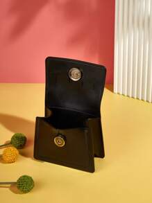 Bolsa De Hombro Con Asa Única Mini De Moda Con Decoración De Cadena, Bolsa De Mano Linda, Bolsa De Regalo - Negro - Ver 2