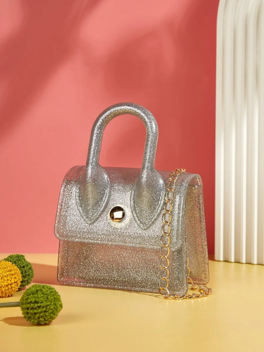 Girls Mini Square Bag Magnet Top-Handle - Silver - View 1