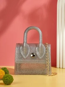 Girls Mini Square Bag Magnet Top-Handle - Silver - View 2