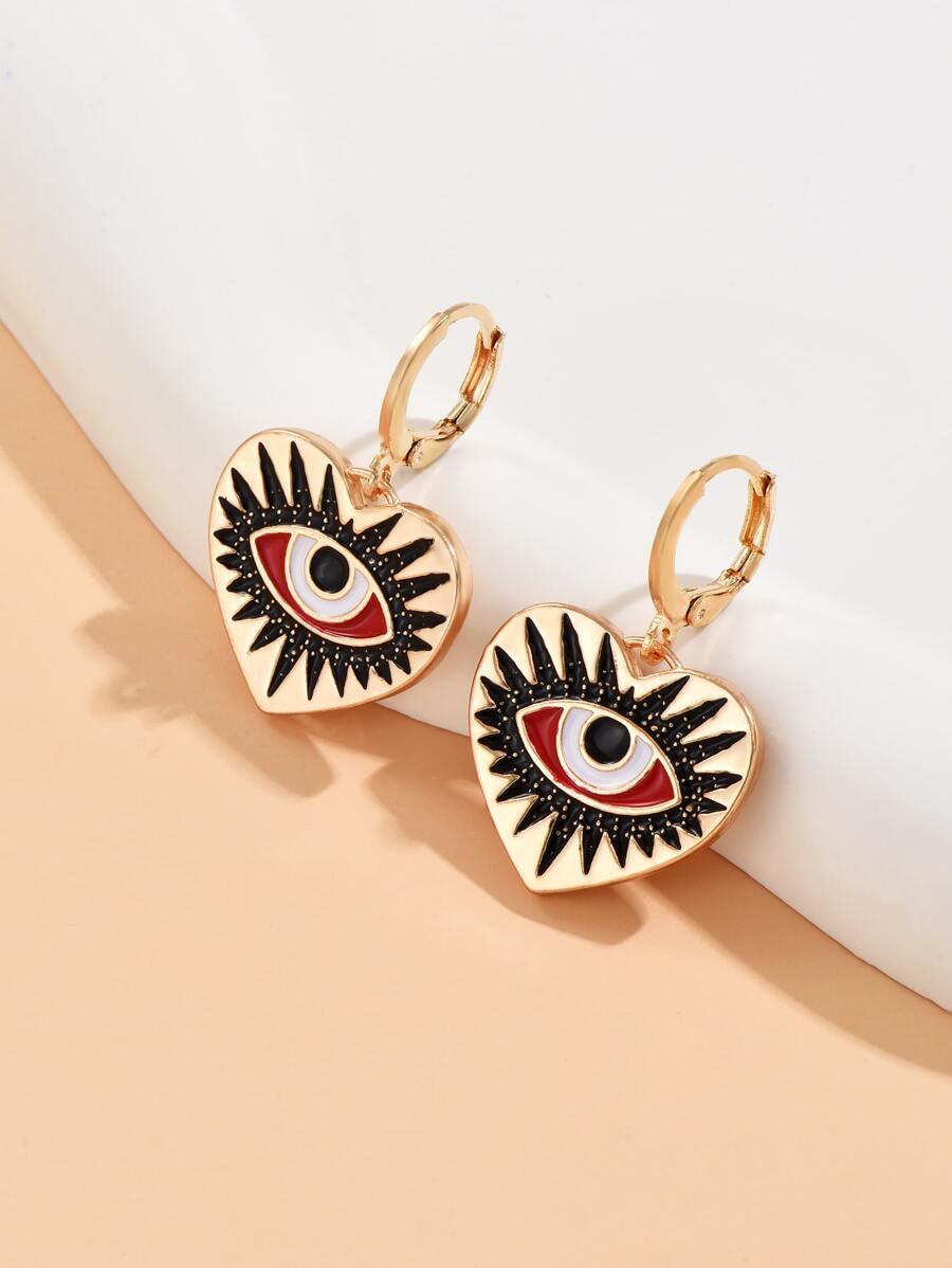 YWGEZHI Evil Eye Decor Heart Drop Earrings Valentines,Mom,Mother,Mother's Day,Gift - Multicolor - View 1