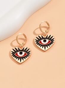 YWGEZHI Evil Eye Decor Heart Drop Earrings Valentines,Mom,Mother,Mother's Day,Gift - Multicolor - View 2