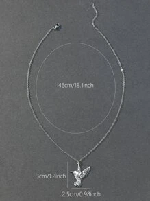 時尚流行男士小鳥吊飾項鍊不銹鋼珠寶禮物和時尚外觀 - 銀色 - 查看 3