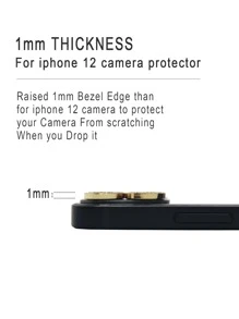 Rhinestone Decor Phone Lens Protector Compatible With iPhone - Gold - View 3