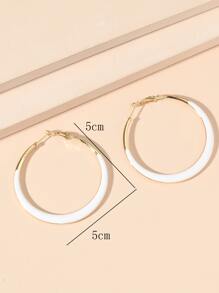 極簡圓耳環 - 白色 - 查看 3