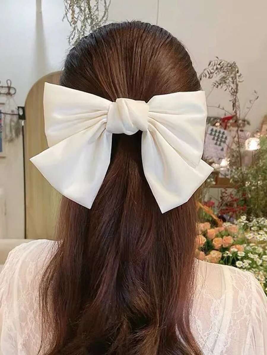 1 chiếc nơ buộc tóc màu be cho nữ (vàng nhạt) dễ thương cho ngày lễ tình nhân - trắng - Xem 1