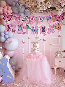 1pc Butterfly & Letter Decor Pull Flag - Multicolor - View 2