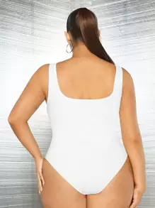 SHEIN SXY 大碼方領素色連身背心