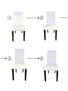 1pc Marble Print Stretchy Chair Slipcover - Multicolor - View 4