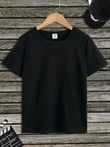 Boys 1pc Letter & Cartoon Graphic Tee - Black - View 2