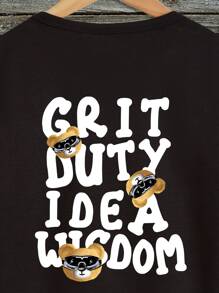 Boys 1pc Letter & Cartoon Graphic Tee - Black - View 3