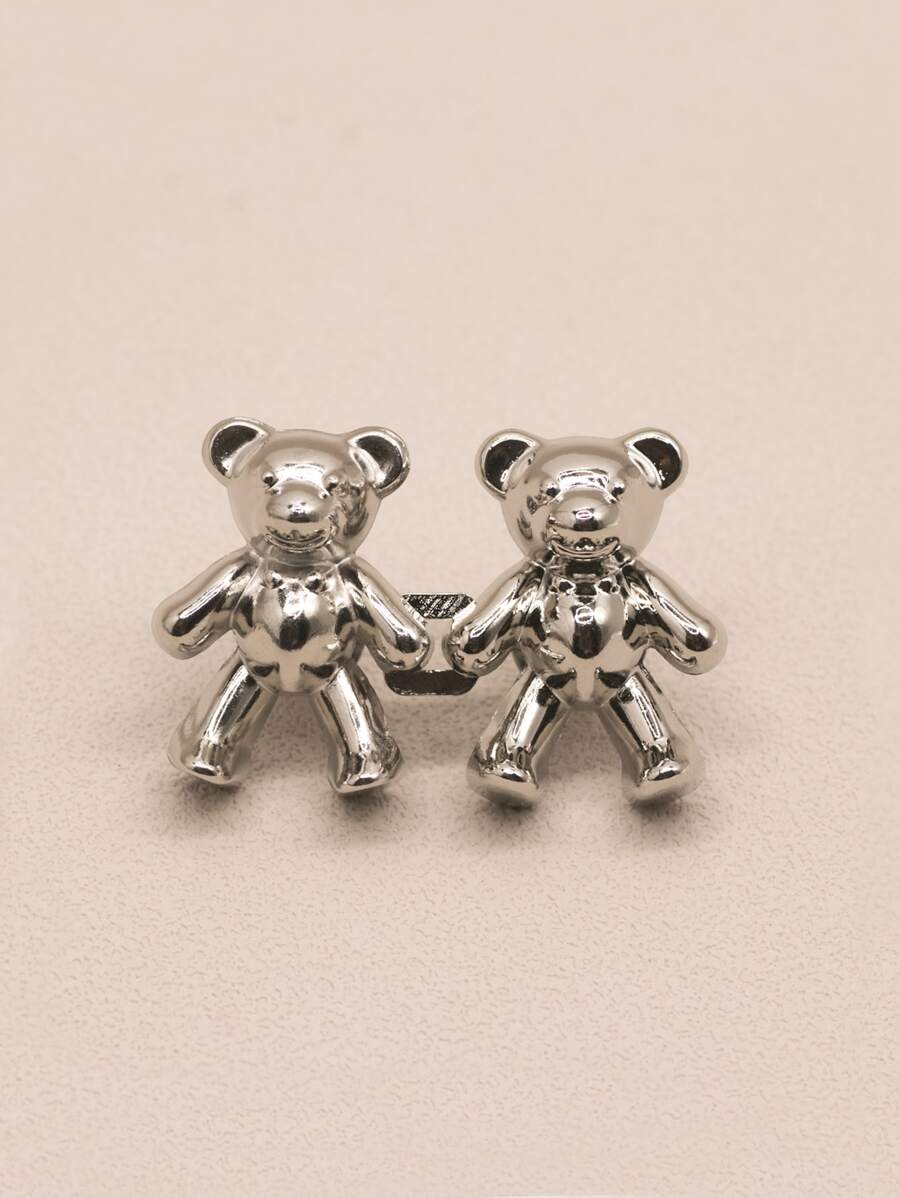 2pcs Cartoon Bear Shaped Waist Buckle, Minimalist Zinc Alloy Waist Extension Buckle For Sewing