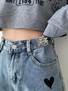 2pcs Cartoon Bear Shaped Waist Buckle, Minimalist Zinc Alloy Waist Extension Buckle For Sewing