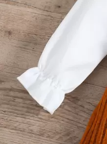 SHEIN 小女童荷葉袖襯衫洋裝和下擺開叉洋裝 - 彩色 - 查看 4