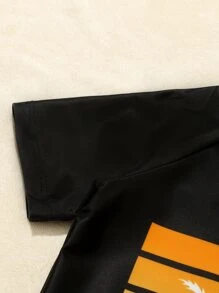 Young Boy Coconut Tree Print Beach Swimsuit - Multicolor - View 3