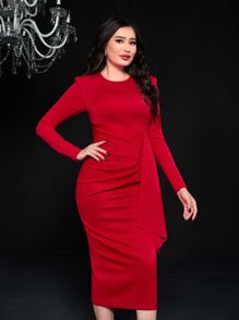 Modelyn Split Hem Bodycon Dress Without Brooch For New Year Clothes Maxi Women Outfit Long Evening Dresses - Red - View 3