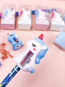 1pc Thiết kế kỳ lân Dụng cụ mài bút chì ngẫu nhiên với tẩy - Nhiều màu - Xem 3