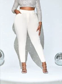 Jeans ajustados de talle alto con bolsillo oblicuo - Blanco - Ver 1