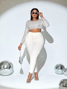 Jeans ajustados de talle alto con bolsillo oblicuo - Blanco - Ver 3