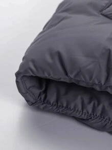 Manfinity Homme Abrigo suelto con capucha con cordón, cremallera y acolchado para hombre, sin suéter interior - Gris Oscuro - Ver 3