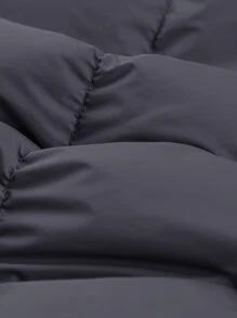 Manfinity Homme Abrigo suelto con capucha con cordón, cremallera y acolchado para hombre, sin suéter interior - Gris Oscuro - Ver 5