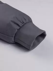 Manfinity Homme Abrigo suelto con capucha con cordón, cremallera y acolchado para hombre, sin suéter interior - Gris Oscuro - Ver 6