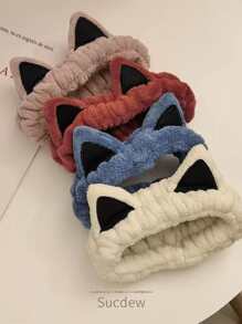 1 corbata de pelo con diseño de oreja de gato de dibujos animados de Material polar Coral, suave y cómoda, estirable, perfecta para uso doméstico - Multicolor - Ver 1