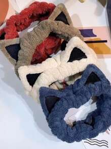 1 corbata de pelo con diseño de oreja de gato de dibujos animados de Material polar Coral, suave y cómoda, estirable, perfecta para uso doméstico - Multicolor - Ver 2