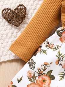 Bebé Vestido con estampado floral ribete con fruncido con lazo delantero - Multicolor - Ver 5