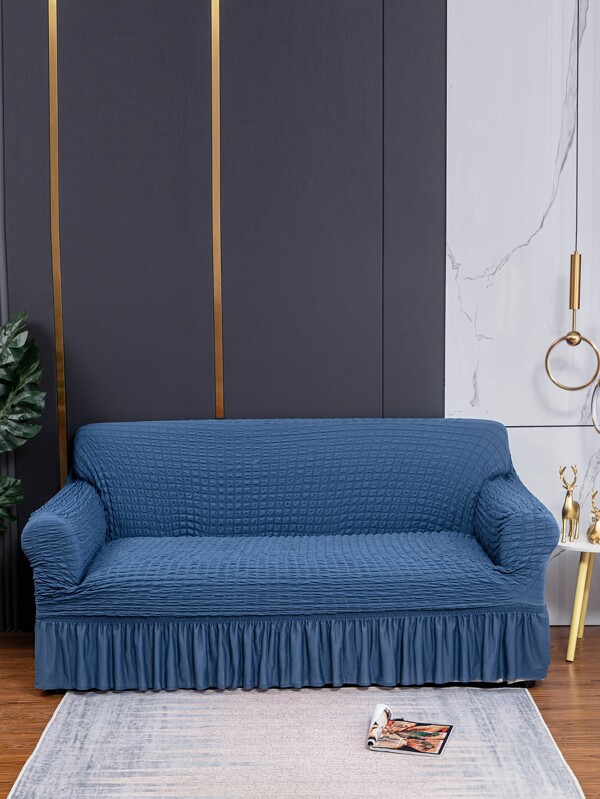 1pc Stretch Sofa Slipcover, Easy Fitted Sofa Couch Cover With Skirt