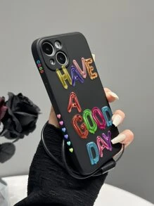 Custodia per telefono con grafica slogan e cordino, versione internazionale, non la versione domestica - Multicolore - Visualizzare 1